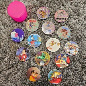 Vintage Disney Rohks Pogs with Pink Case